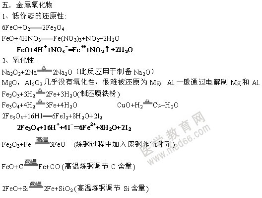 無機化學方程式-金屬氧化物