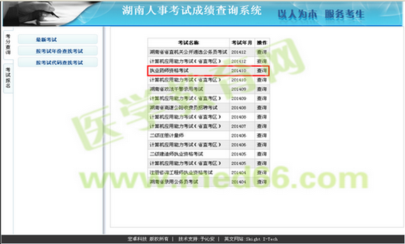 2014年湖南省執(zhí)業(yè)藥師成績(jī)查詢?nèi)肟?月9日開通