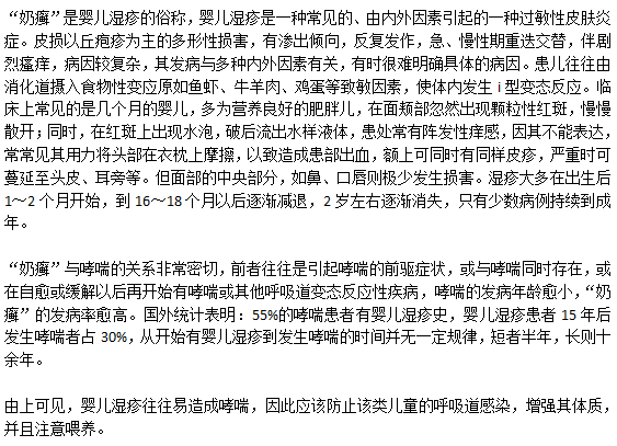 嬰兒“奶癬”與哮喘的關(guān)系