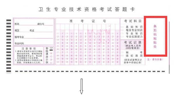 2017年衛(wèi)生資格考試護理學(xué)（師）專業(yè)試卷條形碼操作指南