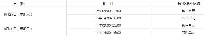 2018年中西醫(yī)執(zhí)業(yè)醫(yī)師考試時(shí)間具體是哪天？