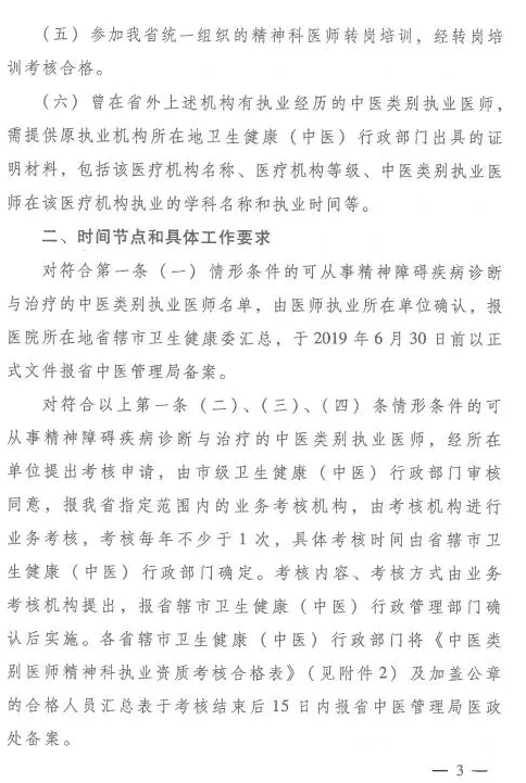 河南省中醫(yī)管理局關(guān)于中醫(yī)類別醫(yī)師注冊(cè)精神科執(zhí)業(yè)的具體要求