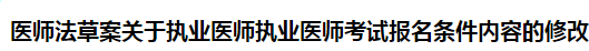 醫(yī)師法草案關(guān)于執(zhí)業(yè)醫(yī)師執(zhí)業(yè)醫(yī)師考試報(bào)名條件內(nèi)容的修改！