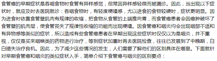 如何鑒別是食管癌還是慢性咽炎？一文了解！