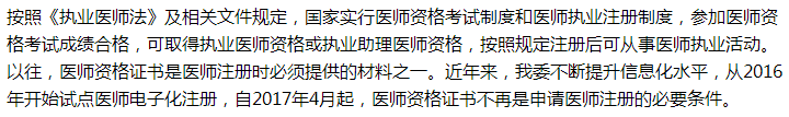 國家衛(wèi)健委關于加快發(fā)放醫(yī)師專業(yè)資格證的建議答復！