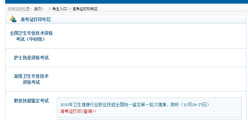 中國衛(wèi)生人才網(wǎng)2021衛(wèi)生專業(yè)技術(shù)資格考試準考證打印入口