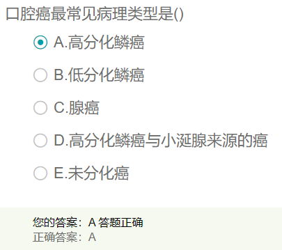 口腔癌最常見(jiàn)病理類型是？