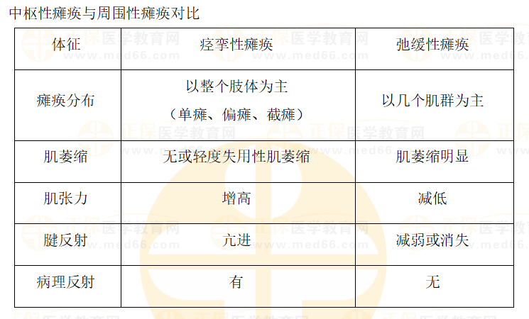 中樞性癱瘓與周?chē)园c瘓對(duì)比