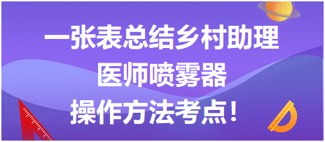 一張表總結(jié)鄉(xiāng)村助理醫(yī)師技能噴霧器操作方法考點(diǎn)！