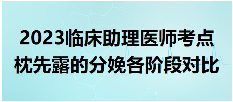 枕先露的分娩各階段對(duì)比