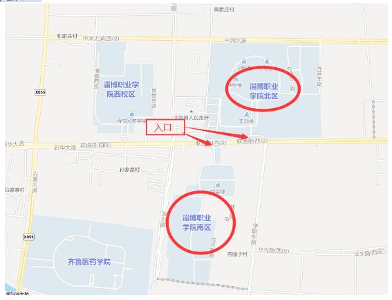 淄博職業(yè)學院校區(qū)示意圖