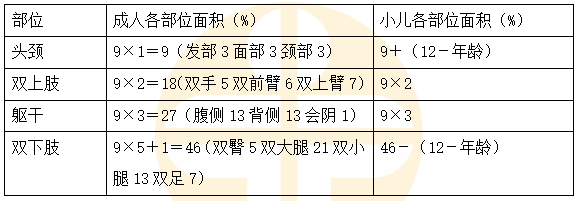 小兒與成人燒傷面積的劃分有什么區(qū)別？